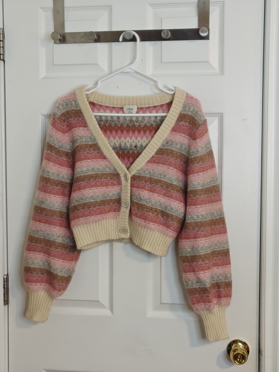 Aritzia Sweaters - Aritzia Wifred Multicolor Striped Long Sleeve V-Neck Cardigan Mohair Blend M